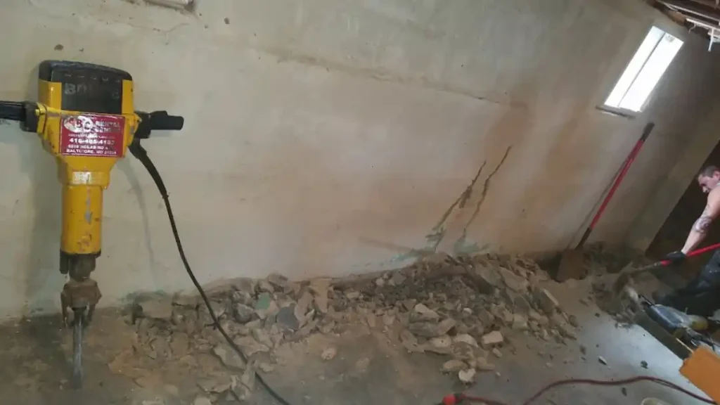 MSD Contractors - Jackhammer concrete demolition work by MSD team