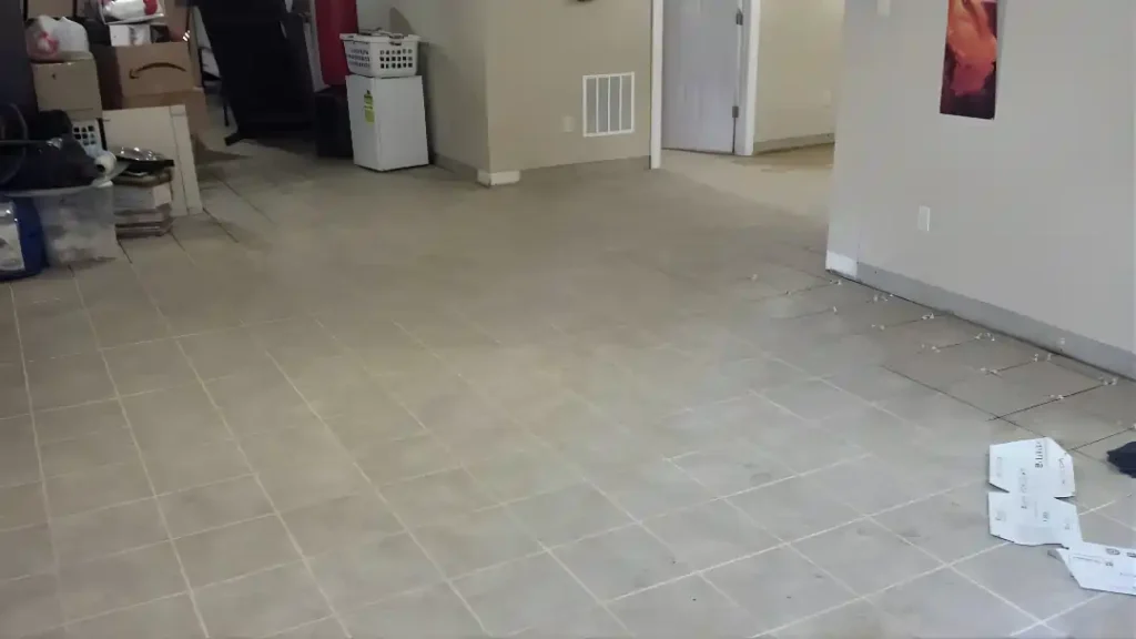 MSD Contractors - Tile flooring installation during basement remodel in Baltimore