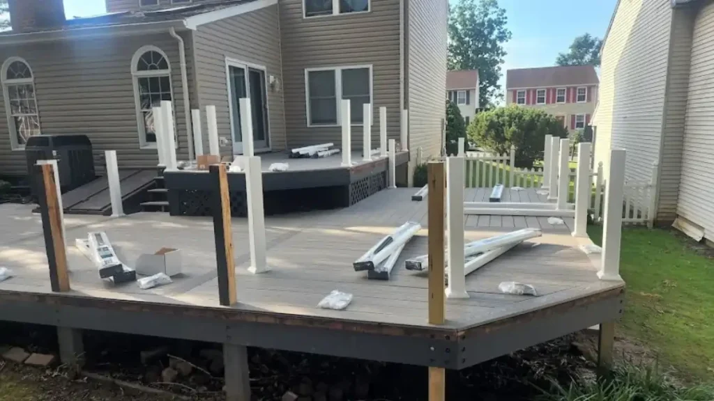 MSD Contractors - Composite deck railing installation in progress